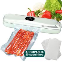 Maquina Seladora Embaladora De Alimentos A Vácuo Com Timer Digital 10 Sacos De Reposição Top
