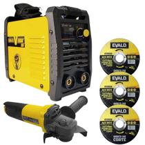 Máquina Solda Inversora EVARC-150 com Esmerilhadeira 850W EV850 e 3 Discos EVALD