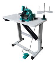 Máquina Verde Overlock Semi Industrial Com Mesa 110v