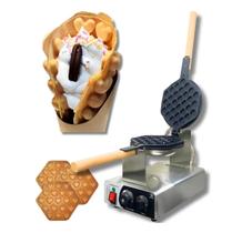 Maquina Waffle Bubble Coração Profissional Antiaderente 220v Prateado