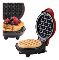 Maquina Waffle Elétrica Mini Wafer Forma De Wafler Vermelho