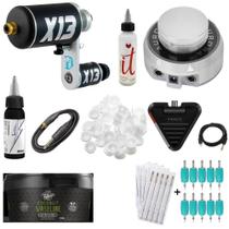 Maquina X13 Tattoo Fonte Kit Tatuagem Pedal Vaselina Stencil