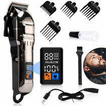 Maquininha De Cortar Cabelo Barbeiro Profissional Led Prateado 127/220v