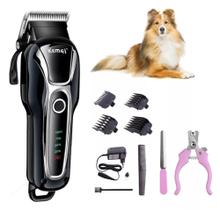 Maquininha De Tosar Cabelo De Gatos E Cachorros Recarregável Profissional Kemei km-1991 Top Clipper