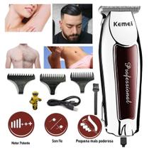 Maquininha Hair Clipper Cordless Acabamento Sem Fio Poderosa Kemei KM-9163