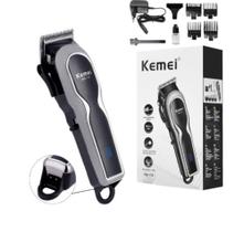 Maquininha Maquina de Cortar Cabelo Profissional s/Fio KM119 Led Indicador