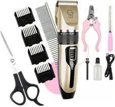 Maquininha Tosa Kit Pet Silenciosa Aparador Recarregável Cachorro Gato Maquininha Tosa Kit Pet Silenciosa Aparador Recarregável Cachorro Gato
