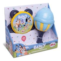 Maraca E Pandeiro Infantil Da Bluey Azul E Amarelo Azul E Amarelo