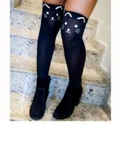 Maravilhosa Meia Preta De Gatinho Raibow 7/8 Geek Sexy Pinup