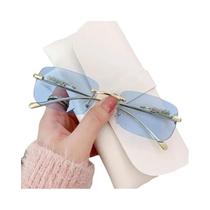 Marca de luxo leopardo sem aro quadrado óculos de sol feminino moda sem moldura tons feminino uv400