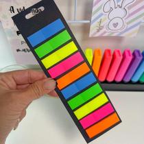 Marca Página Adesivo Retangular Sticky Notes Neon Transparente Pet Marker