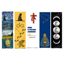 Marca Pagina Livro Temáticos Fosco (Religiosos, Harry Potter, Girassol, Galáxia, Arte...) 5 Unidades - Impressões Papaleguas