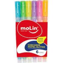Marca Texto 06 Cores Molin Fluorescente Glitter Marca Texto 06 Cores Molin Fluorescente Glitter