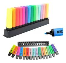 Marca Texto 15 Cores Chanfrado Com Suporte Kaz Kz6018 Marca Texto 15 Cores Chanfrado Com Suporte Kaz Kz6018