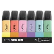 Marca Texto 6 cores pastel Ponta chanfrada 2.0mm e 5.0mm Oval