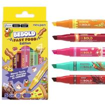 Marca texto be bold fast food edition - 5 cores - newpen Marca texto be bold fast food edition - 5 cores - newpen