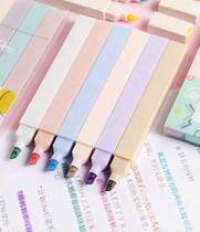 Marca Texto Caneta Iluminador Quadrada 6 Cores PASTEL