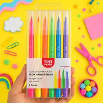 Marca Texto Caneta Iluminadora C/6 cores Neon Yins