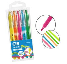 Marca Texto Cis Lumini Flex Estojo c/5 Cores Neon Marca Texto Cis Lumini Flex Estojo c/5 Cores Neon