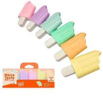 Marca Texto Criativo Mini Picolé C/6 Cores Pastéis Leo&ampLeo