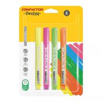 Marca texto Destaq Compactor 4 cores neon, ponta chanfrada Marca texto Destaq Compactor 4 cores neon, ponta chanfrada