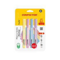 Marca Texto Destaq Pastel - 4 Cores - Compactor