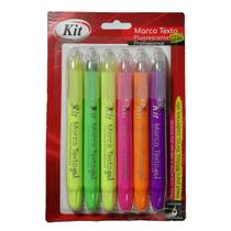 Marca Texto em Gel Retrátil 6 unidades Cores sortidas Não mancha no verso da folha Ideal para estudos em Biblias, Cadernos, Livros