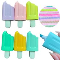 Marca Texto Escolar Mini Picolé Pastel Kawaii Caneta Fofa