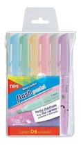 Marca Texto Flash Pastel Tris Holic - Estojo Com 06 Cores
