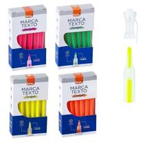 Marca Texto Fluorescente Transparente 4 Cores BRW 4 Caixas 12 Unidades Cada