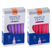 Marca Texto Fluorescente Transparente 4 Cores BRW 4 Caixas 12 Unidades Cada