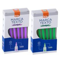 Marca Texto Fluorescente Transparente 4 Cores BRW 4 Caixas 12 Unidades Cada