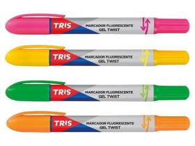 Marca Texto Gel Twist - 4 Cores Fluorescentes