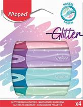 Marca Texto kit com 4 cores Pastéis + Glitter - MAPED