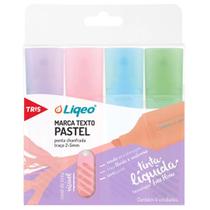 Marca Texto Liqeo Flat Pastel Estojo C/4 Cores Tris