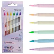 Marca texto lumina brush highlighter - neon - 6 un - newpen Marca texto lumina brush highlighter - neon - 6 un - newpen