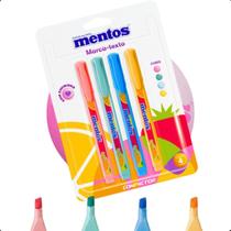 Marca Texto Mentos Kit C/4 Unidades Cores Pastel Canetas Kit Flex