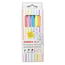 Marca Texto Mildliner Ponta Dupla Zebra com 5 Cores Pastel Marca Texto Mildliner Ponta Dupla Zebra com 5 Cores Pastel