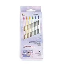 Marca Texto Newpen Lumina Brush Highlighter Neon 6 Cores Marca Texto Newpen Lumina Brush Highlighter Neon 6 Cores