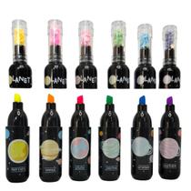 Marca Texto Planet 6 cores Com Estojo Divertido Escolar