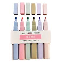 Marca Texto Quadrada Com 6 Cores Pastel