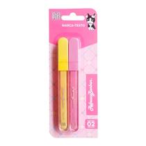 Marca Texto Rebecca Bonbon 2 Cores Pastel Rosa Amarelo Escolar Desenho Estudo Ilustração Criativo Volta Aulas Organização