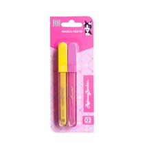 Marca-Texto Rebecca Bonbon Rosa e Amarelo C/ Ponta De Fibra Macio Para Grifar Formato De Gloss Volta às Aulas Skypaper