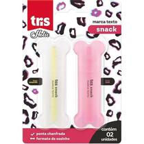 Marca-Texto Snack Pets Rosa e Amarelo - Embalagem com 2