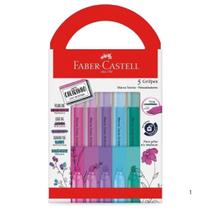Marca Texto Tons Pasteis Grifpen Faber Castell Com 5 Cores