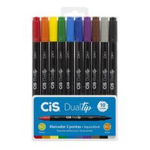 Marcador 2 Pontas Dualtip Aquarelavel C/10 - Cis Marcador 2 Pontas Dualtip Aquarelavel C/10 - Cis