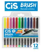 Marcador Aquarelavel Cis Brush Est c/12 cores