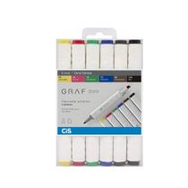 Marcador Artistico 2 Pontas Cores Basicas C/6- CIS