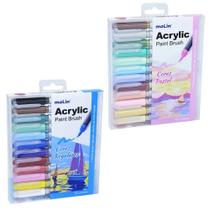 Marcador Artístico Acrylic Paint Brush 12 Cores Básicas 12 Cores Pastel Molin Kit 02 Estojos
