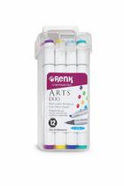 Marcador Artístico Arts Duo 2 Pontas Renk Profissional - Com 12 unidades